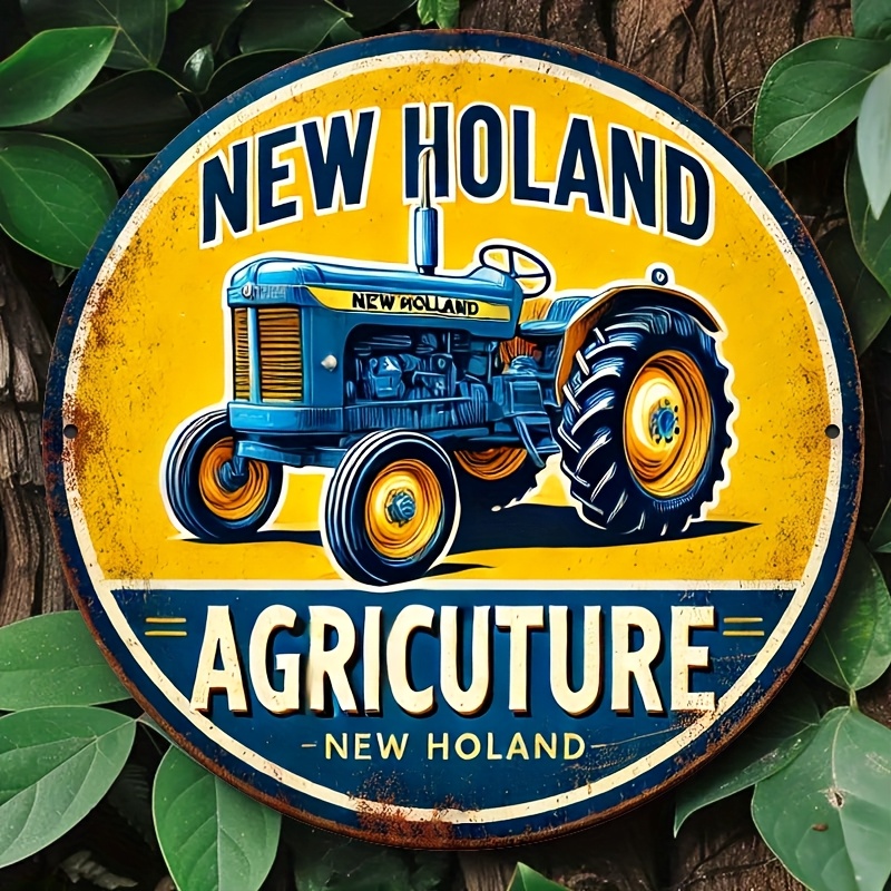 Agriculture Farm House - 木製看板 ニューホランド農業 ヴィンテージ レトロ ファームトラクター メタルティンウォールアート、素朴なカントリーバーンファームハウス