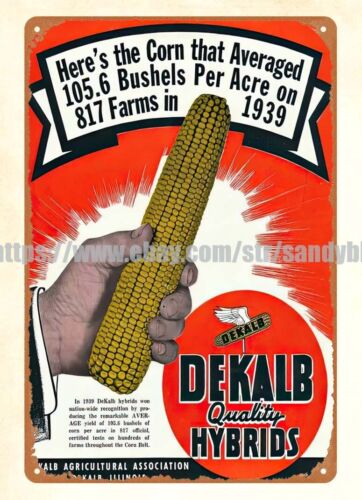 Agriculture Farm House - 1939年 デカールブ種子トウモロコシ農場 農業機器 金属製ブリキ看板