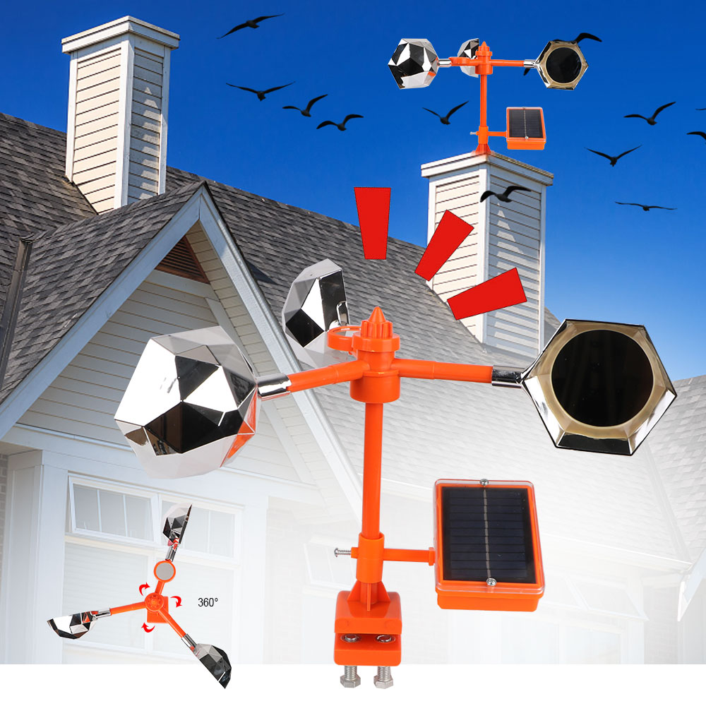 ソーラー反射鳥よけ音声鳥よけ駆動装置屋外庭用 360 °   - Solar Bird Scarer のレビューと価格